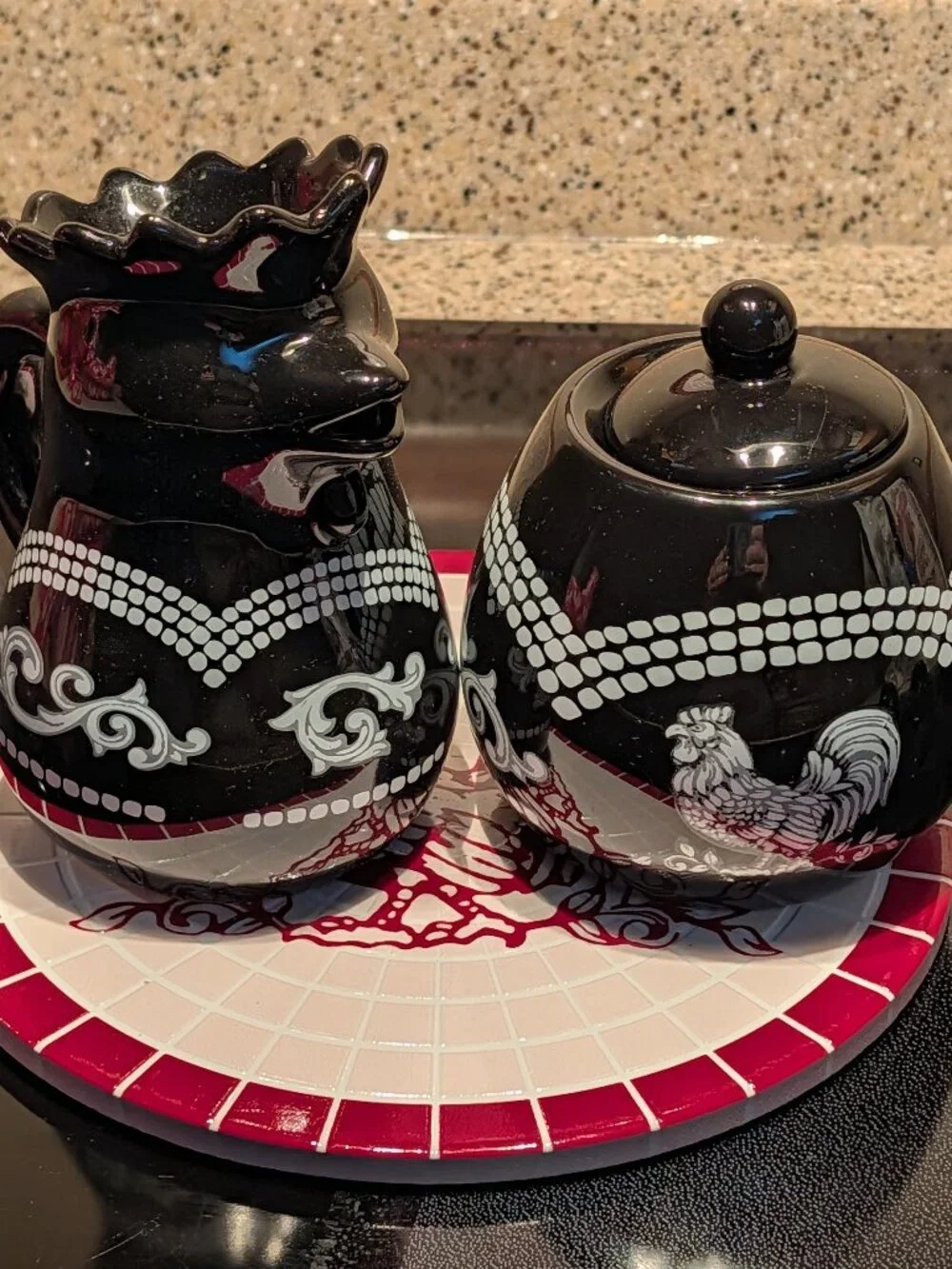 Temp-tations Farmhouse Rooster Creamer and Sugar Bowl Set